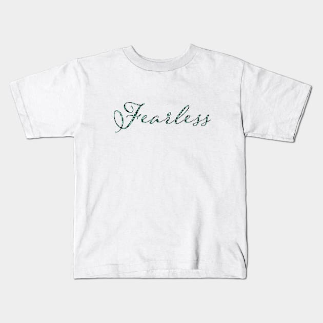 Fearless - Teal Kids T-Shirt by MemeQueen